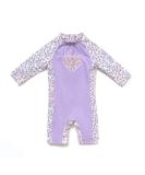 BONVERANO Baby Girls Swimsuit | Long-Sleeve Zipper One Piece Swimwear | UPF 50+ Sun Protection | Lavender 3-6 Months - Buy Online on GoSupps.com