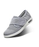 Women's Diabetic Shoes Extra Wide Width Breathable Mesh Adjustable Strap - Support for Swollen Feet, Arthritis & Edema - 9 Wide Light Gray - Buy Online on GoSupps.com