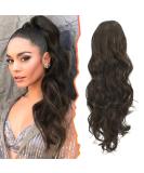 BARSDAR 20 Curly Wavy Claw Clip Ponytail Extension - Synthetic Blonde Brown Hairpiece for Women - Daily & Party Wear - Chestnut Mix Chocolate Brown - Buy Online on GoSupps.com