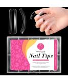 Krofaue Square Nail Tips - 100pcs Extra Long Clear C Curve Acrylic Nail Extensions for Women - Professional Half Cover Fake Nails with Box - Perfect for Holidays - Buy Online on GoSupps.com