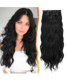 BARSDAR 45 cm Long Wavy Clip-in Hair Extensions - Thick Soft & Natural Black - 5 PCs for Women & Girls - Buy Online on GoSupps.com
