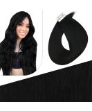 FSHINE Tape Extensions - Black Remy Tape-In Hair Extensions 35cm 20g Real Virgin Hair 10 Pieces #1B - Buy Online on GoSupps.com