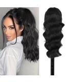 Ponytail Extensions Black Clip-In | 40cm Synthetic Hair - Realistic Look - 1B# 082A-16 - Buy Online on GoSupps.com
