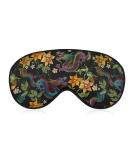 Embroidered Dragon & Flower Sleep Mask - Adjustable Light Blocking Eye Mask for Men & Women | Chinese Style Soft Eye Shade - Buy Online on GoSupps.com