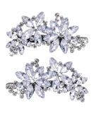 Teaaha 2PCS Diamante Hair Clips for Women Rhinestones Bridal Hair Clips Silver Wedding Hair Accessories Hair Pins Crystal Flower Hair Clips Wedding Headpiece Hair Clips for Brides Bridesmaids Girls - Buy Online on GoSupps.com