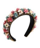 Baroque Crystal Rhinestone Flower Headband for Women - Pearl Beaded Velvet Hair Hoop for Wedding & Parties - Buy Online on GoSupps.com