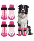 Buy Eyein Double-Sided Anti-Slip Dog Socks - Soft Pfot Protection with Adjustable Velcro Fastener for Indoor Hardwood Floors - 2 Pairs in Pink - Buy Online on GoSupps.com