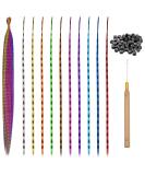 20Pcs Colored Feather Hair Extensions Kit with Micro Beads and Crochet Hook - Colorful Synthetic Hairpieces for Girls and Women - Buy Online on GoSupps.com