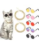 7-Piece Pet Sunglasses Gold Chain Costume Set for Cats and Dogs - Funny Cute Cat Glasses Retro Cosplay - Vivid Colors & Lovely Style - Buy Online on GoSupps.com