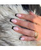 24Pcs Short Coffin French Press on Nails Nude Black Full Cover - Acrylic Fake Nails with Glue Sticker for Women - Buy Online on GoSupps.com