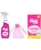 The Pink Stuff Bathroom Foam Cleaner Spray 750ml 1Pk + The Pink Stuff Foaming Toilet Cleaner (1pk contains 3 x 100g sachets) 1Pk + Our Gift for You: Organza Small Bag Size: 9x7x0.1cm - Buy Online on GoSupps.com
