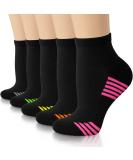 Copper Compression Socks 5 Pairs for Women & Men - Ankle Plantar Fasciitis Arch Support Running Socks - Black/Multicolour - Small-Medium - Buy Online on GoSupps.com