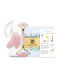 Sodacoda Gua Sha Set - Traditional Chinese Beauty Face Massage - Rose Quartz Scraper and Roller - Genuine Semi-Precious Stone from Madagascar - Buy Online on GoSupps.com