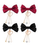 PAGOW Lolita Bow Hair Clips with Small Stars & Heart Pendant - Red & Black Barrettes for Teens & Women - Buy Online on GoSupps.com