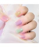Semi Cured Gel Nail Polish Strips 20Pcs French Colorful Gel Nail Stickers Long Lasting Semi Cured Gel Nail Wraps Work with Any Nail Lamps Easy to Apply & Remove for Salon-Quality Manicure Pastel Sweets - Buy Online on GoSupps.com