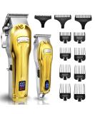 2 in 1 Hair Clipper for Men - Professional Gold Barber Clipper & Trimmers Set Wired/Wireless Zero Gap Beard Trimmer with LED Display 6500 RPM - Buy Now - Buy Online on GoSupps.com