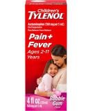 Children's Tylenol Pain + Fever Relief Medicine, Bubble Gum - 4 fl. oz - Buy Online on GoSupps.com