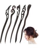 Handmade Japanese Ebony Black Sandalwood Hair Sticks Set for Women - 5 Pieces | Stylish Hair Chopsticks for Shawl Hair Pins and Styling Accessories - Buy Online on GoSupps.com