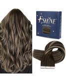 FSHINE 40CM Tape In Hair Extensions - Real Hair Dark Brown to Platinum Blonde #2/60/2 25g - Premium Quality Human Hair - Buy Online on GoSupps.com