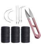 Weaving Needle and Threads Set with Stainless Steel Needles and Scissors for Hand Sewing Hair Extensions and Lace Wig DIY - 3 Rolls Black Thread - Buy Online on GoSupps.com