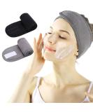 Spa Headband Set - 2 Pack Women's Facial Makeup Hairband Towel with Adjustable Magic Sticker - Black & Gray - Buy Online on GoSupps.com