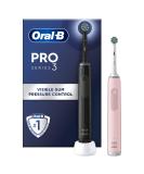 Oral-B Pro 3 2x Electric Toothbrushes For Adults Christmas Gifts For Women / Him 2 Handles & 2 Cross Action Toothbrush Heads 3 Modes Teeth Whitening 2 Pin Plug 3900 Black & Pink - Buy Online on GoSupps.com