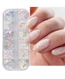 Holographic Nail Art Glitter Iridescent Flakes Nail Foil 12 Grids Mermaid Bright Colorful Star Gradient Ice Slag Nail Sequins Paillettes Summer Nail Art Decoration - Buy Online on GoSupps.com