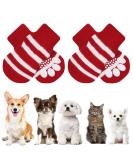 Auauy Anti-Slip Indoor Socks for Dogs & Cats - Silicone Gel Paw Protection Traction & Comfort Available in 2 Sizes (Red & White) - Buy Online on GoSupps.com