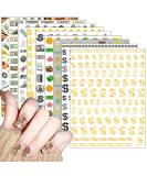 Dollar Sign 3D Nail Art Stickers - 12 Sheets Gold Self Adhesive Decals for Luxury Manicure Designs - Buy Online on GoSupps.com
