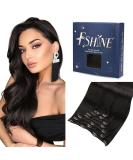 FSHINE 20 Inch Real Hair Clip-In Extensions - 120g - 7 Pieces Natural Black Remy Hair #1B - 50cm Length - Buy Online on GoSupps.com