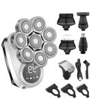 6 in 1 Head Shaver for Bald Men | Cordless Electric Grooming Kit with LED Display & Nose Hair Trimmer | Wet/Dry Use Fast Charging - Buy Online on GoSupps.com