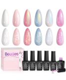 Beetles Pearl Gel Nail Polish - 6 Colors Shimmer Glitter UV LED Soak Off Mermaid Effect DIY Manicure Gift for Women - Buy Online on GoSupps.com
