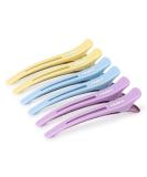 Aimike 6 Hair Clips for Styling & Cutting | No Trace Silicone Tape Hairdresser Clips for Thick & Thin Hair | Macaron Violet Blue & Yellow Compartment Clamps - Buy Online on GoSupps.com