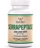 Serrapeptase 240,000 SPU Max Potency (120 Vegan Capsules) Proteolytic Enzyme for Sinus, Respiratory and Joint Health (Manufactured and Tested in The USA) by Double Wood Supplements - Buy Online on GoSupps.com