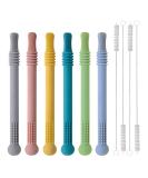 Hollow Molar Teether Silicone Baby Teething Toy (6 Pack) with Cleaning Brush - BPA Free & Freezable - Multicolored for Boys and Girls - Buy Online on GoSupps.com