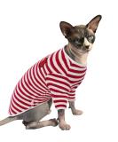 Warm Cat Cotton Sweater for Sphynx & Small Dogs | Soft Red Striped Jumper - Perfect Costume for Pets - Buy Online on GoSupps.com