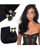 RUNATURE 14 Black Nano Ring Real Human Hair Extensions - Silky Straight 50g (#1 Black) | 14 Inch - Buy Online on GoSupps.com