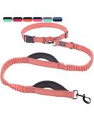 Vivaglory Reflective Waist Dog Leash for Medium Large Dogs - Anti-Shock Bungee Padded Handles Adjustable 65-112cm - Perfect for Training & Jogging - Pink & Gray - Buy Online on GoSupps.com