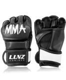 Luniquz MMA Gloves - Kids & Adults Punching Bag Boxing Sparring Grappling Half Finger Gloves with Thick Padding and Long Wrist Wrap - Black (Small) - Buy Online on GoSupps.com