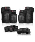 Forzueby 6-in-1 Adult/Kids Protective Gear Set - Knee Pads, Elbow Pads, Wrist Guards for Inline Skating, Skateboarding, Scooter, BMX - Large Black - Buy Online on GoSupps.com
