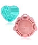 2pcs Silicone Makeup Brush Cleaner Set - Portable and Easy to Clean Brush Cleanser Mat and Scrubber Bowl for Makeup Tools - Buy Online on GoSupps.com