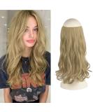 FESHFEN Secrets Hair Extensions 46 cm Long Wavy Hair Extensions Invisible Secret Extensions Synthetic Hair 1 Weft Hairpieces 46 cm-Gewellt Wavy Pale Ash Blonde 24/613# - Buy Online on GoSupps.com