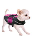 Queenmore Small Dog Life Jacket - Adjustable Pet Vest for Small and Medium Dogs - High Buoyancy & Rescue Handle - Reflective Bands - X-Small Pink - Buy Online on GoSupps.com