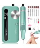 Rechargeable Cordless Nail Drill 35000RPM - Professional Acrylic Gel Nail Kit with 12 Bits | Low Noise & Vibration - Perfect for Home Salon (Green - Buy Online on GoSupps.com
