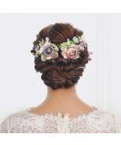 IYOU Bridal Hairpins - Pink Flower Hairpiece & Leaves Headpiece Jewelry for Weddings & Proms (2 Pack) - Buy Online on GoSupps.com