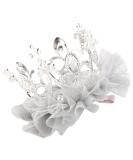 Nishine Baby Crown Hairpins | Princess Tiara Hair Clips for Girls | Silver Tulle Net Tiaras - Perfect Kids Gift - Buy Online on GoSupps.com