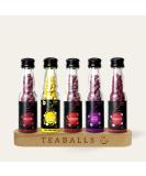 Teaballs Tee Set - 5 Fruit Flavors (Cherry Lemon Strawberry Wildberry Hibiskus) | Free Wooden Display Gift Set | Serve 150-375 Cups of Hot/Iced Tea - Perfect for Instant Mixed Fruit Tea Lovers - Buy Online on GoSupps.com