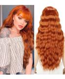 YEESHEDO Ginger Long Hair Wigs | Natural Curly Wavy Synthetic Wig with Fringe | 28 Copper Red Orange Wig for Parties and Cosplay - Buy Online on GoSupps.com