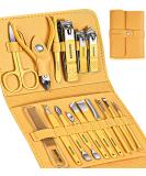 Sumwitum 16-Piece Manicure Set - Stainless Steel Nail Care Kit with Leather Case - Perfect Gift for Women, Men, Friends, and Parents (Yellow) - Buy Online on GoSupps.com