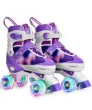 Gonex Roller Skates for Kids Girls Boys Women | Light Up Wheels & Adjustable Sizes | Indoor Outdoor Skates - Purple - Youth Size L (4-7Y/ 9.4-10.4 Inch) - Buy Online on GoSupps.com